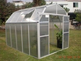ประตูบานคู่ขนาดเล็ก 10mm UV แฝดผนังโพลีคาร์บอเนต Barn งานอดิเรกเรือนกระจก 8 &#39;X 10&#39; GH0810