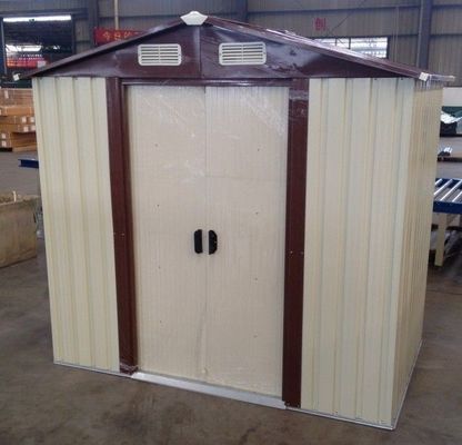 10x12 &#39;Prefab เอเพ็กซ์เมทัลการ์เด้นจัดเก็บหลั่งด้วยประตูบานเลื่อน